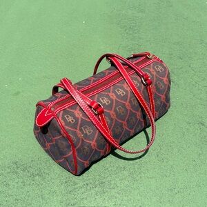 Vintage Dooney & Bourke Signature Canvas Barrel Bag